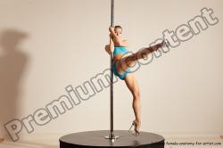 Underwear Gymnastic poses Woman White Moving poses Slim long blond Dynamic poses Academic